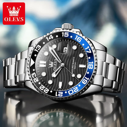 OLEVS 3610 Mens Watch Stainless Steel Date Quartz Watch Waterproof Luminous Sports Watches Man Box Gifts Original Reloj
