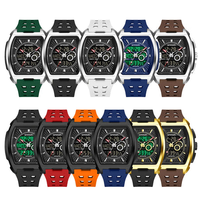 SANDA Luxury Men Wristwatch Electronic LED Display Luminous Sports Man Watch Quartz Waterproof Military Alarm Date Watches Male
