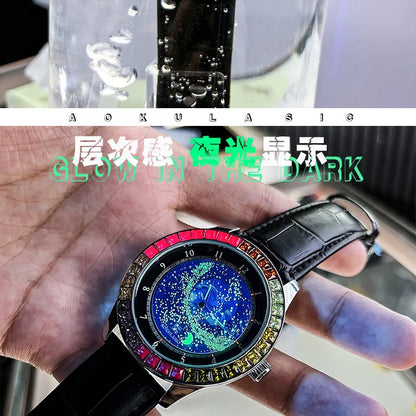 Luxury Sapphire Men's Automatic Mechanical Watch Top Brand Water Resistant Leather Strap Men Wristwatch Reloj Hombre