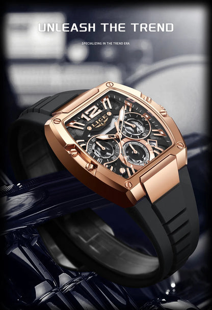 LIGE Original Brand Fashion Mens Watches Sport Military Chronograph Calendar Silicone Strap Quartz Wristwatch Relogio Masculino