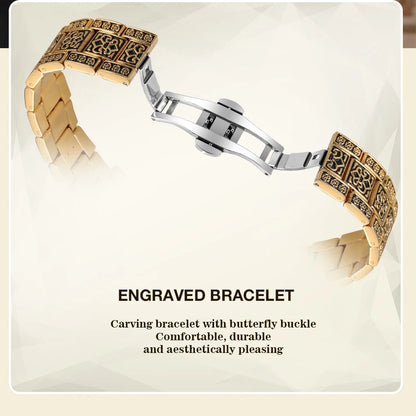 Forsining Vintage Square Skeleton Automatic Mechanical Watch for Men Engraved Case Steel Leather Strap Business Mens Watches