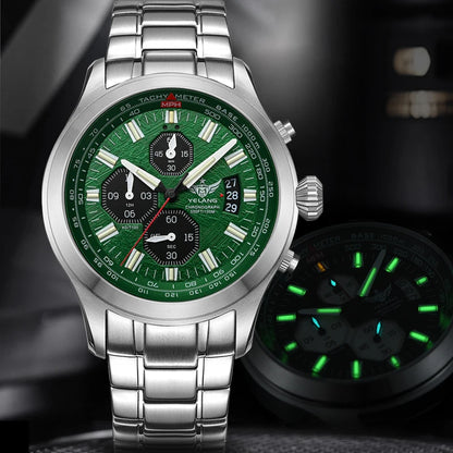 Yelang V1029S Men's Quartz Watch 42mm Japan OS00 Movement Luminous Stainless Steel 10Bar Waterproof Sports Watches