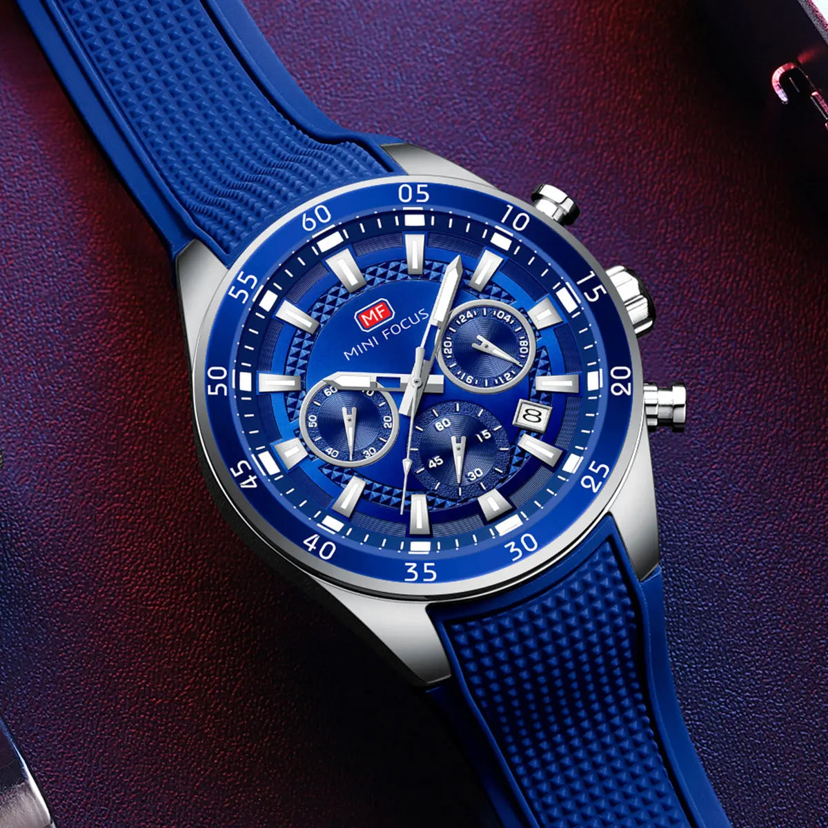 2026 New MINI FOCUS Men's Sports Quartz Watch Casual Analog Wrist Watch with Luminous Hands Silicone Strap Date Water Resistant