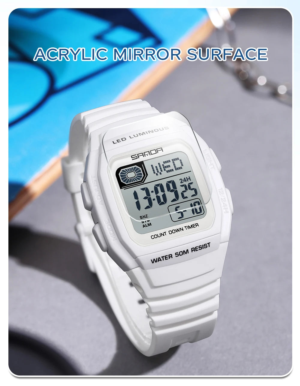 Fashion SANDA New 2208 Fashion Men's Electronic Watch Outdoor Sports Waterproof Timing LED Women's Watch