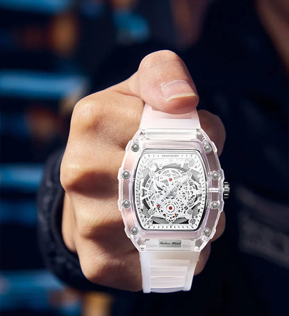 UTHAI BK134 Fashionable Men watch barrel shaped transparent waterproof quartz watch sports clock gift watches for man