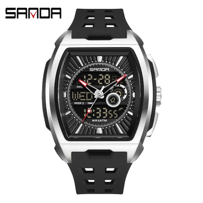 SANDA Luxury Men Wristwatch Electronic LED Display Luminous Sports Man Watch Quartz Waterproof Military Alarm Date Watches Male