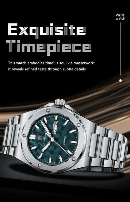 POEDAGAR Original Men Clock Quartz Date Week Luxury Man Wristwatch Waterproof Luminous Stainless Steel Sport Men's Watches Reloj