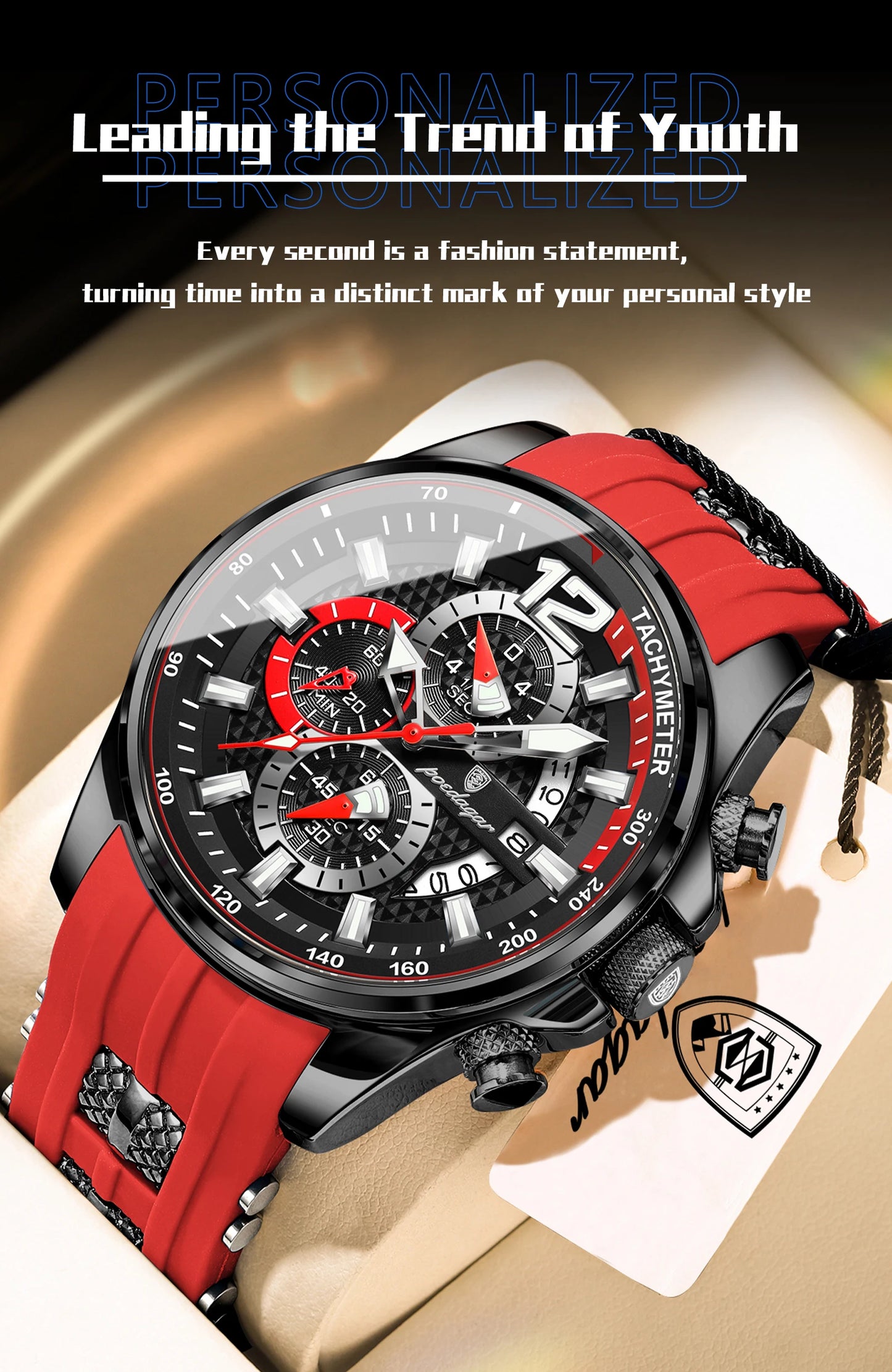 POEDAGAR Functional Watch For Men Date Chronograph Luminous Waterproof Silicone Classic Male Watch Quartz Original Men's Watches