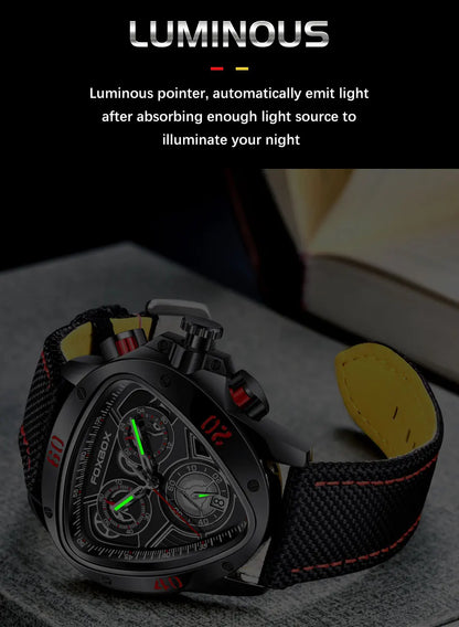 FOXBOX Original Luxury Male Watch Waterproof Luminous Date Week Sports Men's Watches Classic Business Quartz Leather Men Watch