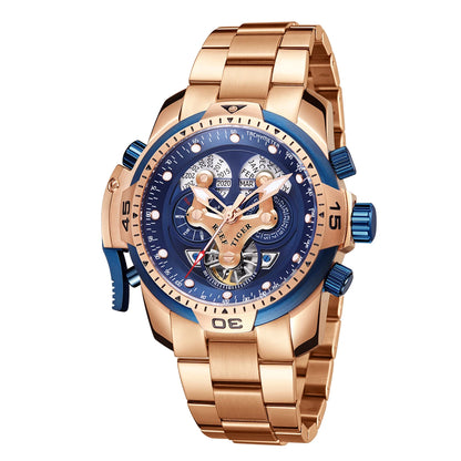 Reef Tiger/RT Designer Stainless Steel Completed Calendar Automatic Watch Men Date Rose Gold Bracelet Mechanical Watches RGA3503