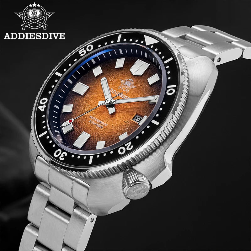 ADDIESDIVE Watch For Man AD2511 Sapphire Glass Window Display BGW9 Luminous 200M waterproof 316L Stainless Steel Quartz Watches
