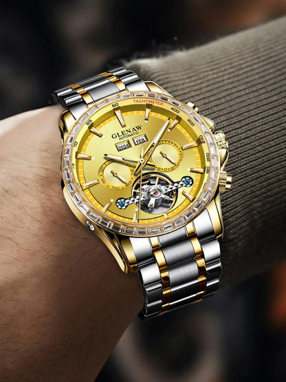 Glenaw high-end business fully automatic mechanical multi-function watch for men's fashionable waterproof watch