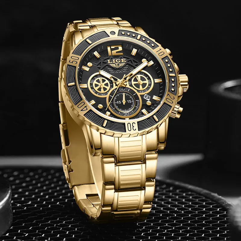 LIGE Luxury Casual Men's Wristwatch Sports Stainless Steel Waterproof Date Man Watch High Quality Fashion Quartz Men Watches
