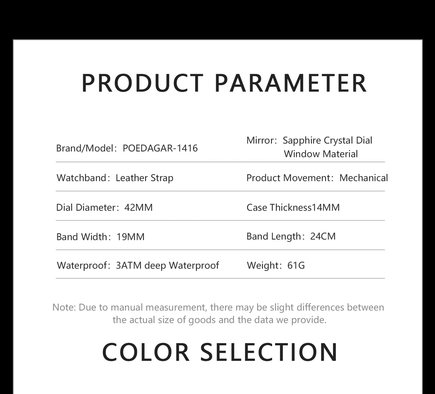 POEDAGAR Military Sport Man Watch Waterproof Luminous Hollow Tourbillon Men Clock Automatic Mechanical Leather Men's Watches+Box