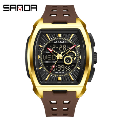 SANDA Luxury Men Wristwatch Electronic LED Display Luminous Sports Man Watch Quartz Waterproof Military Alarm Date Watches Male