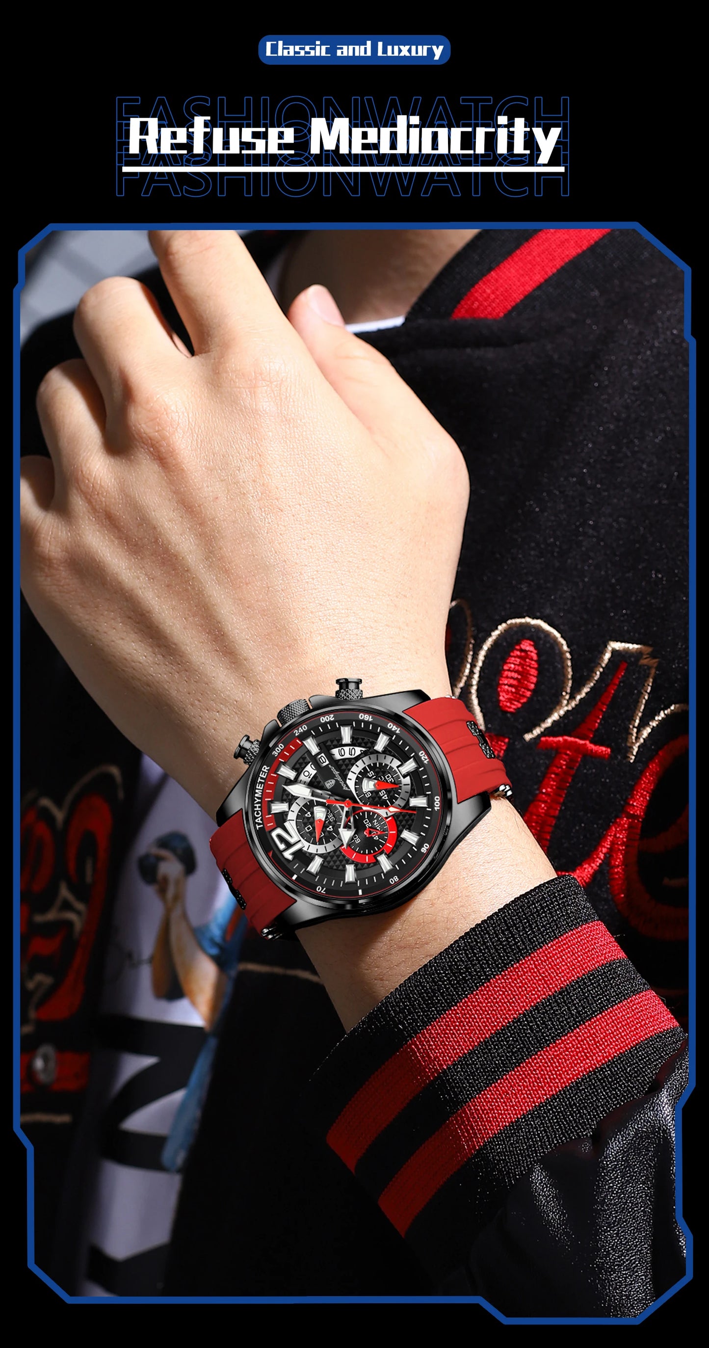 POEDAGAR Functional Watch For Men Date Chronograph Luminous Waterproof Silicone Classic Male Watch Quartz Original Men's Watches