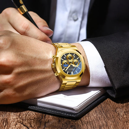 CHENXI Luxury Business Multifunctional Men's Watches Waterproof Chronograph Moonphase Stainless Steel Men's Quartz Watch Casual