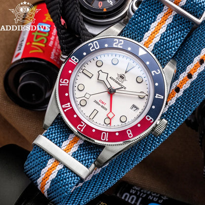 ADDIESDIVE TOP Quartz Watches 20Bar Diving BGW9 Super LuminousSwiss Ronda 515-24H GMT Watch Men's Watch relogios masculino