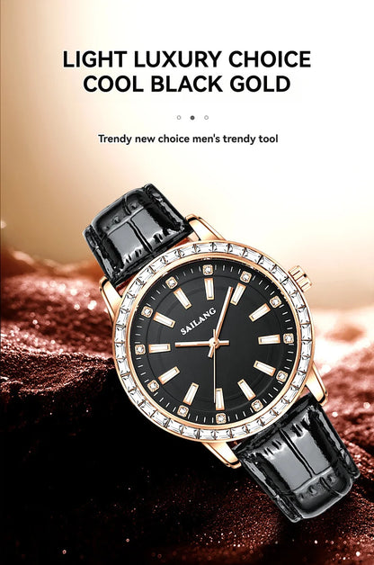 2024 New Aurora Series Fashion Light Luxury Men's Watch Temperament Black Plate Classic Night Glow Waterproof Watch