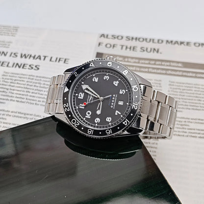 European and American Style High-End Luxury Black Submariner Series Automatic Mechanical Watch for Men, Skeleton Design, Waterproof, Calendar, Fashionable, Business Casual, Versatile, Unique, Cool, Handsome, Trendy Men's Watc