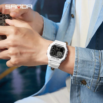 SANDA Fashion Brand Digital G Style Top Men's Watch Luxury Military Sport Waterproof Alarm Stopwatch Clock Relogio Masculino