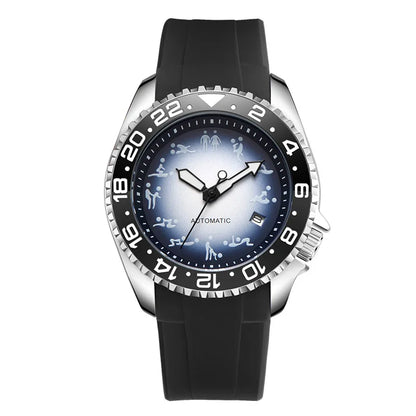 New Men's Automatic Mechanical Watch Soft Silicone Strap Waterproof Luminous Hands Calendar Sport Wristwatches Relogio Masculino