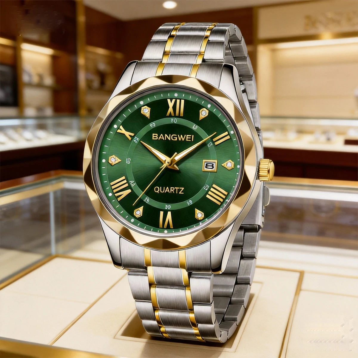 BANGWEI Quartz Watch For Men Luxury Calendar Waterproof Business Men's Wristwatch Luminous Big Dial Simple Man Watch hombre