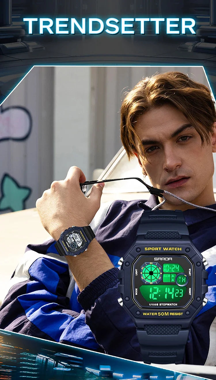 SANDA Fashion Brand Digital G Style Top Men's Watch Luxury Military Sport Waterproof Alarm Stopwatch Clock Relogio Masculino