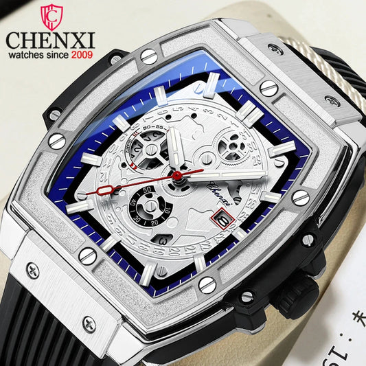 CHENXI Top Brand Popular Men Sports Watch Quartz Luxury Waterproof Silicone Strap WristWatch New Fashion Men's Date Clock