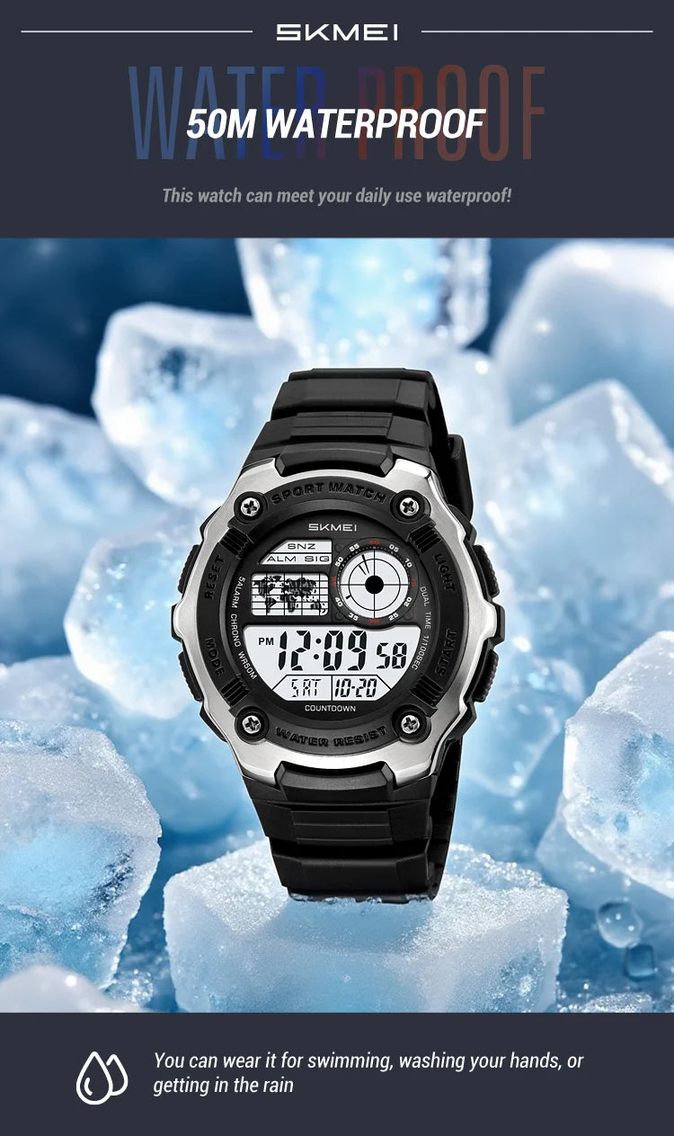 SKMEI 2517 Fashion Multifunction Electronic Watches for Man Alarm Clock Students Wristwatch Waterproof Casual Men Digital Watch