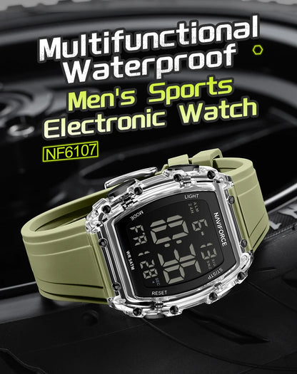 NAVIFROCE Relogio Masculino 2025 Man LCD Display Wristwatches Men Watches Luminous Military Sport Waterproof Quartz Male Clock
