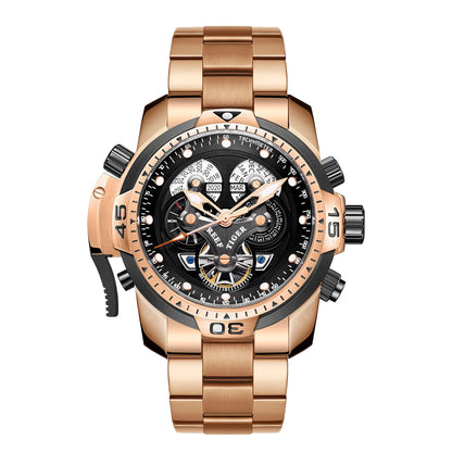 Reef Tiger/RT Designer Stainless Steel Completed Calendar Automatic Watch Men Date Rose Gold Bracelet Mechanical Watches RGA3503