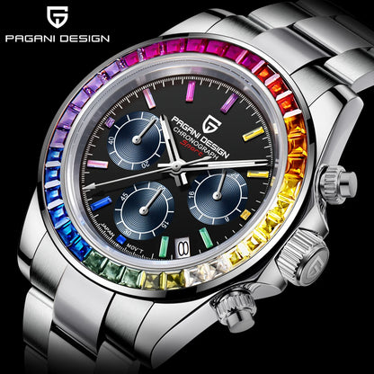PAGANI DESIGN 2026 New VK63 Rainbow Circle Luxury Quartz Watch For Men Stainless Steel 30M Waterproof Chronograph reloj hombre