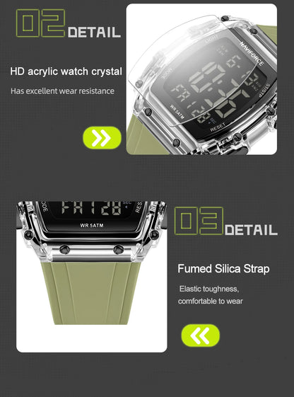 NAVIFROCE Relogio Masculino 2025 Man LCD Display Wristwatches Men Watches Luminous Military Sport Waterproof Quartz Male Clock
