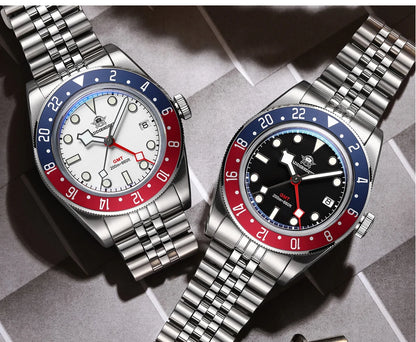 ADDIESDIVE Mens GMT Watches Luxury Stainless Steel Casual Quartz Watch Men Sport 200MM Waterproof Wristwatches Relogio Masculino