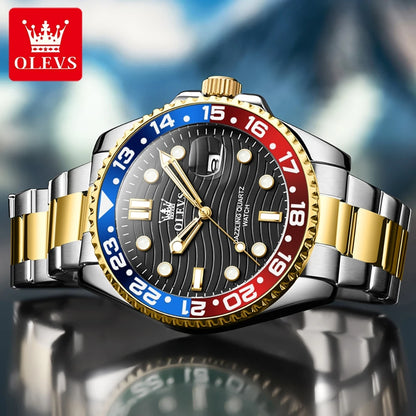 OLEVS Watches Men Diving Series Hot Original Luxury Brand Quartz Watches for Men Steel Strap Waterproof Luminous Man Watch 3610