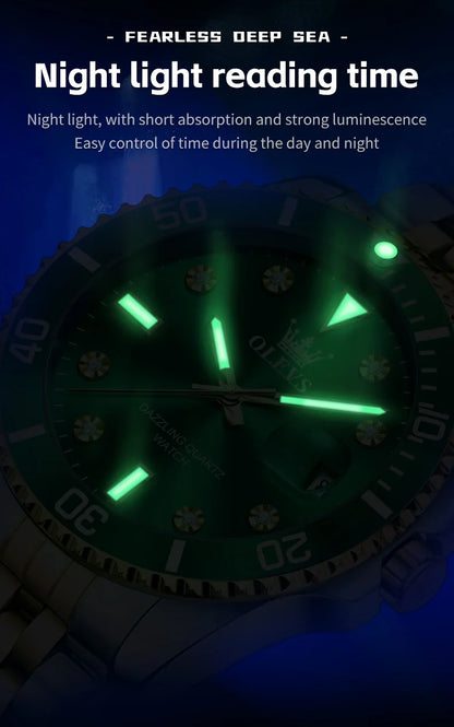 OLEVS 9809 Men Watch Original Brand Waterproof Quartz Watch Stainless Steel Strap Automatic Date  Sports Watch Mens Gifts Box