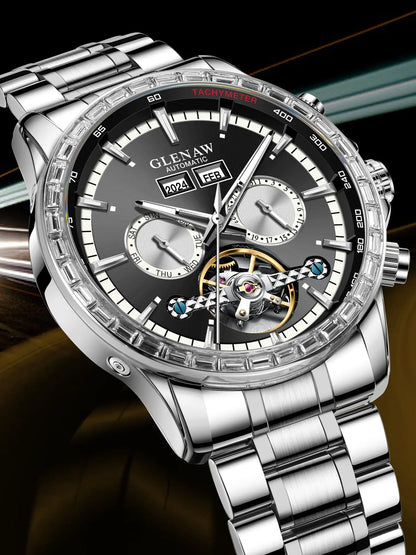 Glenaw high-end business fully automatic mechanical multi-function watch for men's fashionable waterproof watch