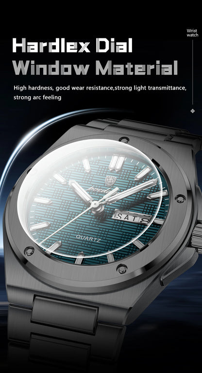 POEDAGAR Original Men Clock Quartz Date Week Luxury Man Wristwatch Waterproof Luminous Stainless Steel Sport Men's Watches Reloj