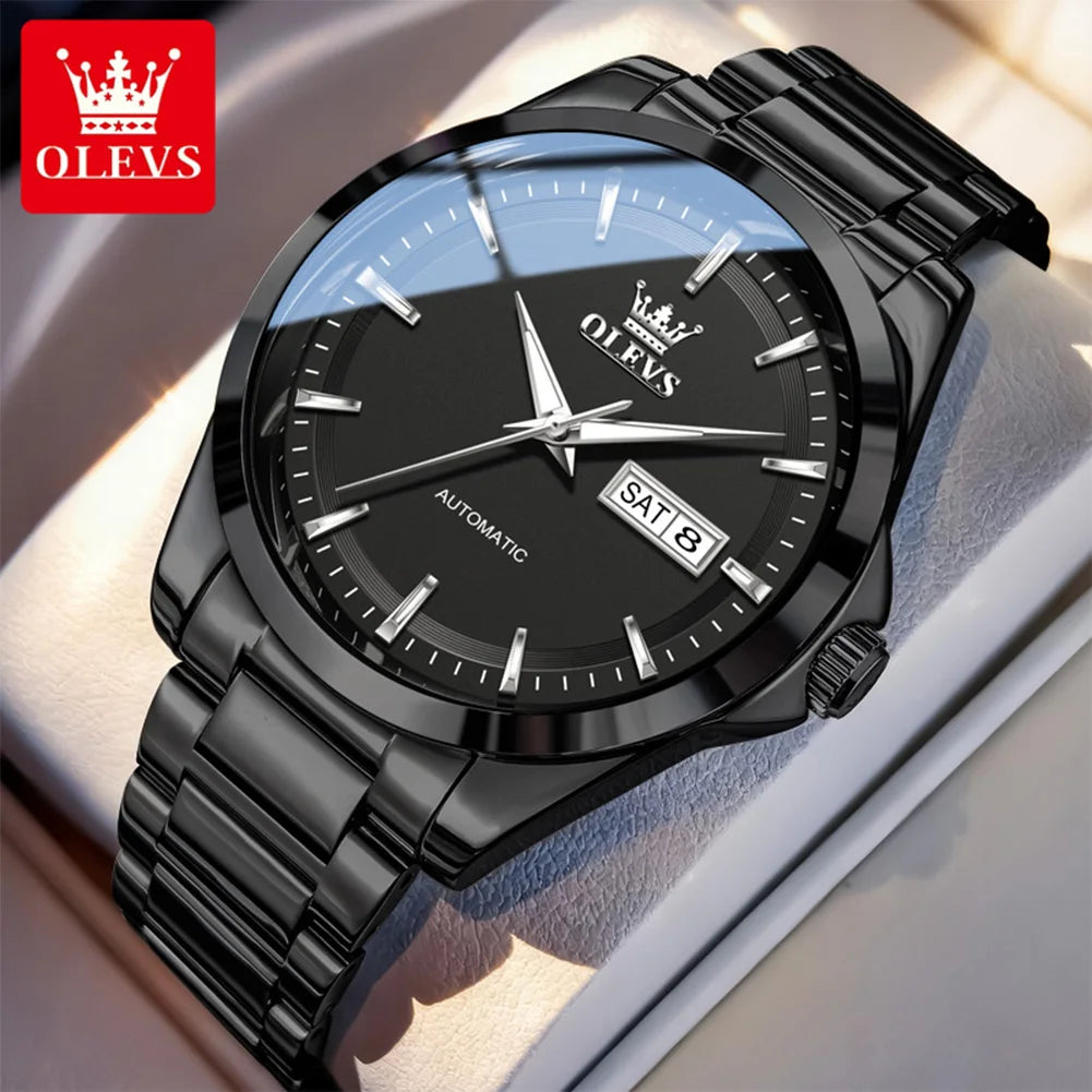 OLEVS 7090 Men's Automatic Mechanical Watch High quality Stainless steel Auto Date Waterproof Luminous Man Watch