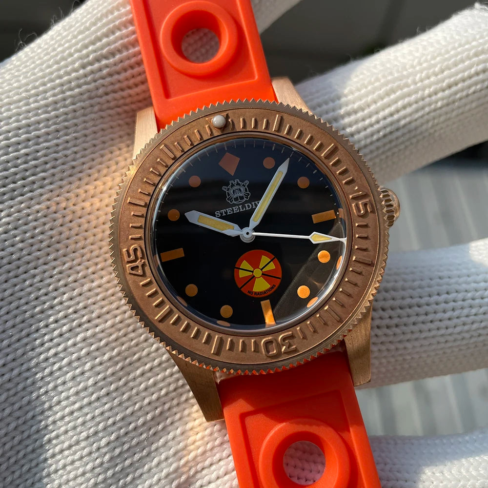 STEELDIVE SD1952VS New Arrival Solid Bronze Case Black Dial 300M Waterproof NH35 Mechanical Sapphire Glass Mens Dive Watch