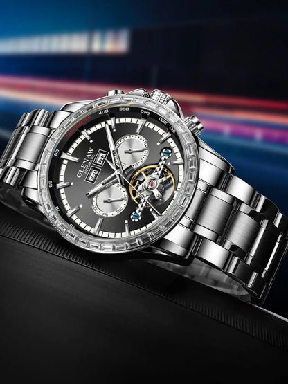 Glenaw high-end business fully automatic mechanical multi-function watch for men's fashionable waterproof watch