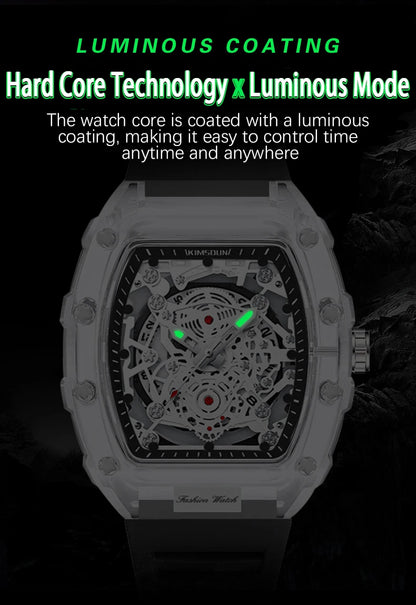 UTHAI BK134 Fashionable Men watch barrel shaped transparent waterproof quartz watch sports clock gift watches for man