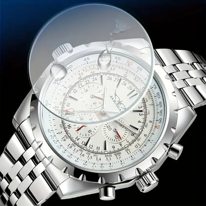 High-End Men's Watch Is a Fashionable and Functional Mechanical Clock, Made of Stainless Steel, with Hollow Design and Large Dial. Its Attractive Appearance Makes Daily Gifts, No Batteries Required, Fashionable Business Casua