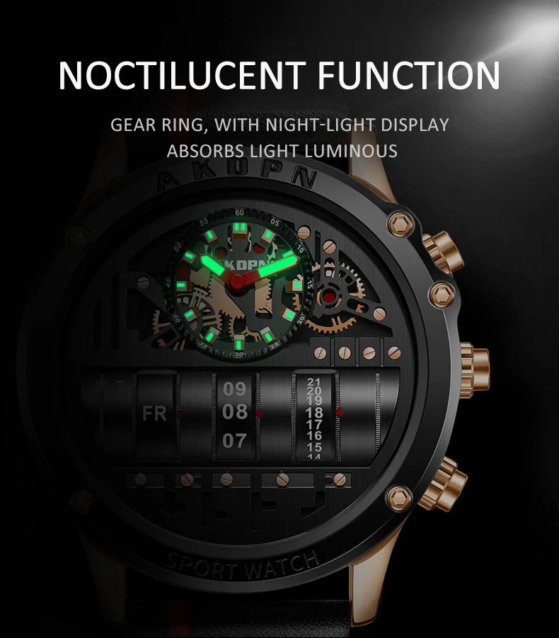 AKDPN Men's Watches Electronics Luxury Quartz Watches for Man Leather Waterproof Digital Versatile Wristwatch reloj hombre Watch