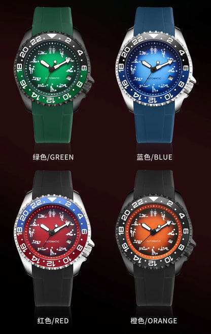 New Men's Automatic Mechanical Watch Soft Silicone Strap Waterproof Luminous Hands Calendar Sport Wristwatches Relogio Masculino