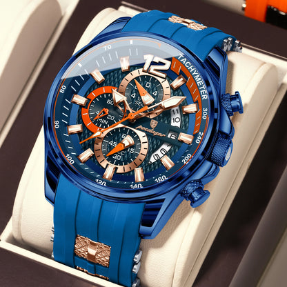 POEDAGAR Functional Watch For Men Date Chronograph Luminous Waterproof Silicone Classic Male Watch Quartz Original Men's Watches