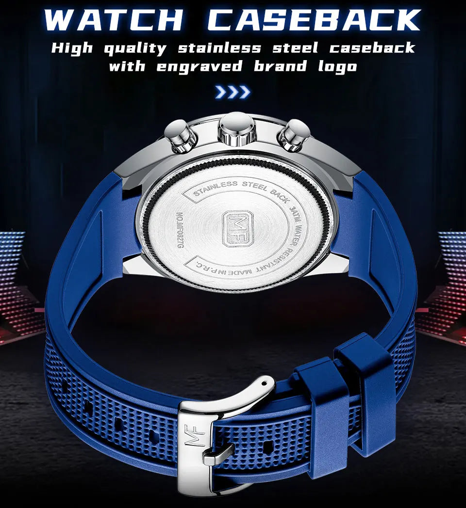 2026 New MINI FOCUS Men's Sports Quartz Watch Casual Analog Wrist Watch with Luminous Hands Silicone Strap Date Water Resistant