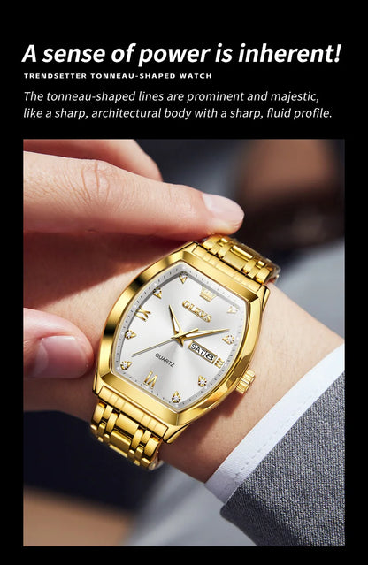 OLEVS 5528 Mens Watch Original Brand Business Quartz Watch Waterproof Luminous Watch For Man Tonneau Dial Reloj Date-Day Watch