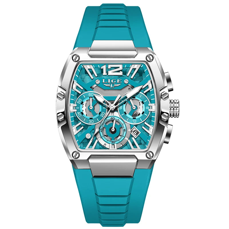 LIGE Original Brand Fashion Mens Watches Sport Military Chronograph Calendar Silicone Strap Quartz Wristwatch Relogio Masculino